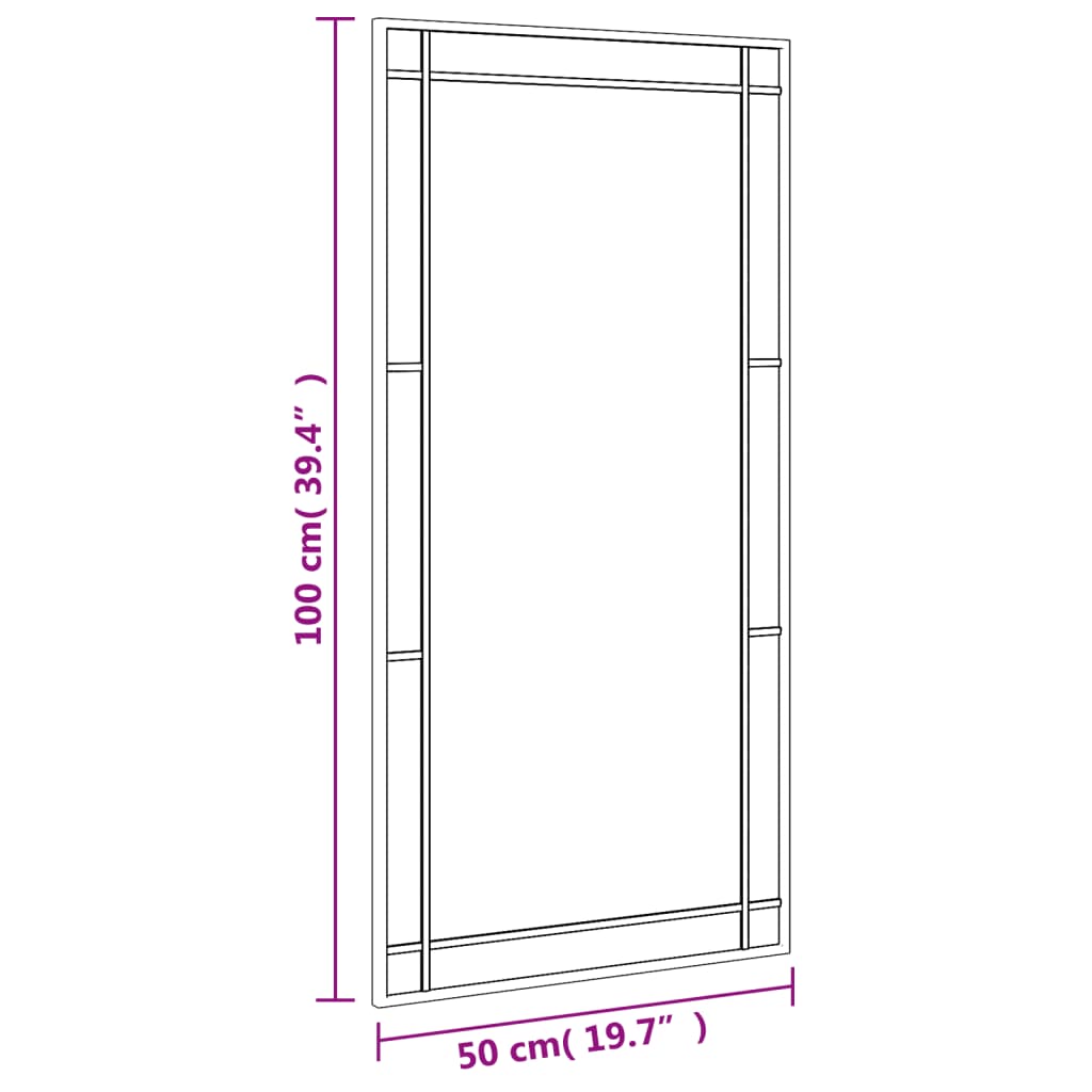 Veggspeil Svart 50X100 Cm Rektangel Jern