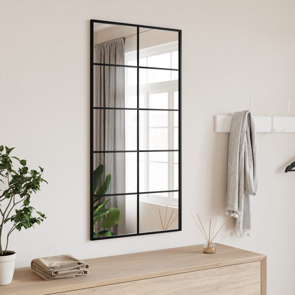 Veggspeil Svart 50X100 Cm Rektangel Jern