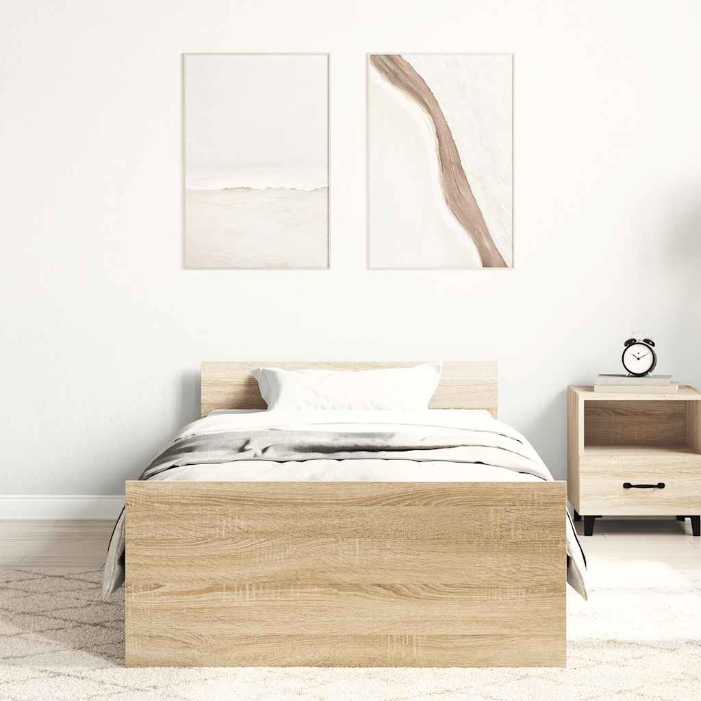 Sengeramme Uten Madrass Sonoma Eik 90X200 Cm Konstruert Tre