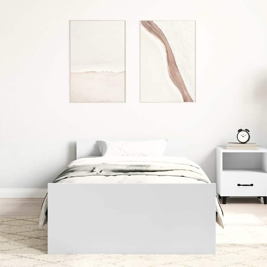 Sengeramme Hvit 100X200 Cm Konstruert Tre