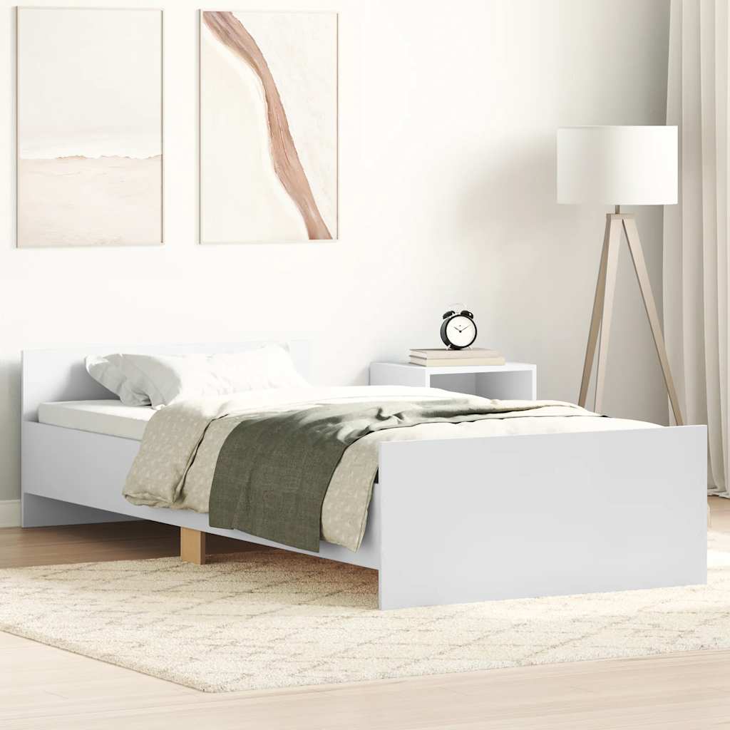 Sengeramme Hvit 100X200 Cm Konstruert Tre