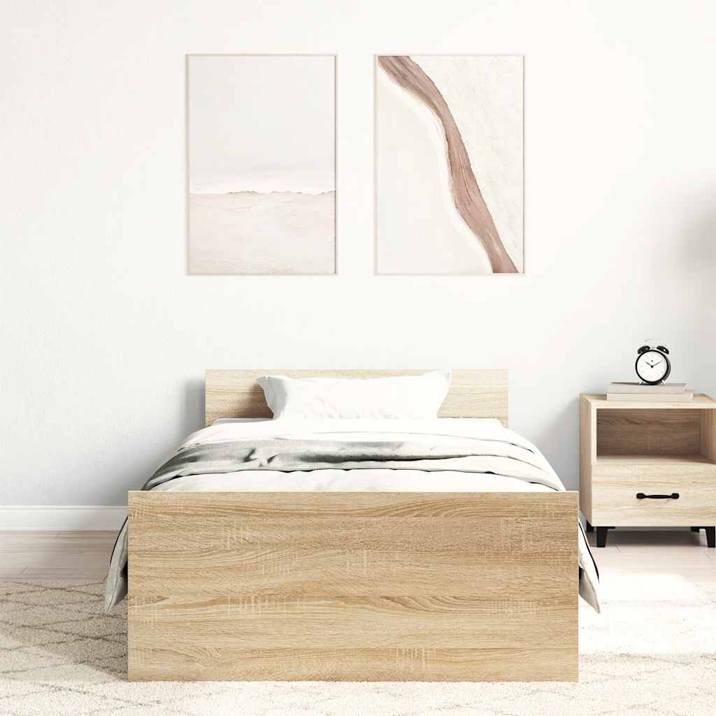 Sengeramme Uten Madrass Sonoma Eik 100X200 Cm Konstruert Tre