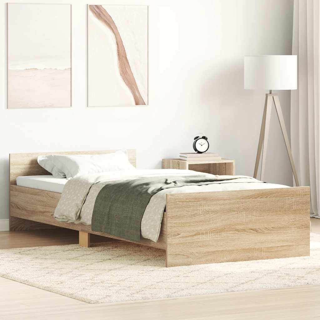 Sengeramme Uten Madrass Sonoma Eik 100X200 Cm Konstruert Tre