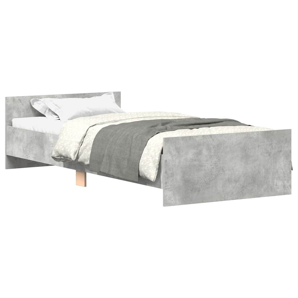 Sengeramme Betonggrå 100X200 Cm Konstruert Tre
