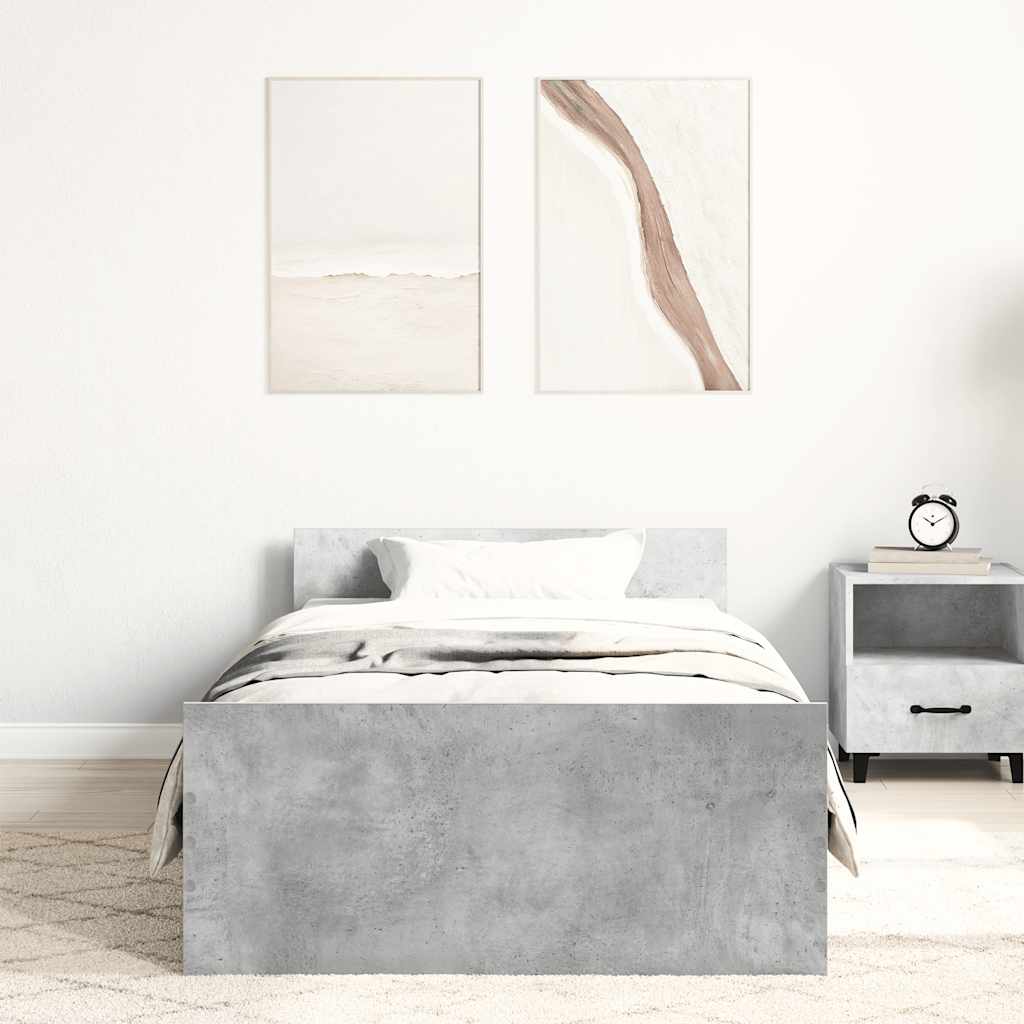Sengeramme Betonggrå 100X200 Cm Konstruert Tre
