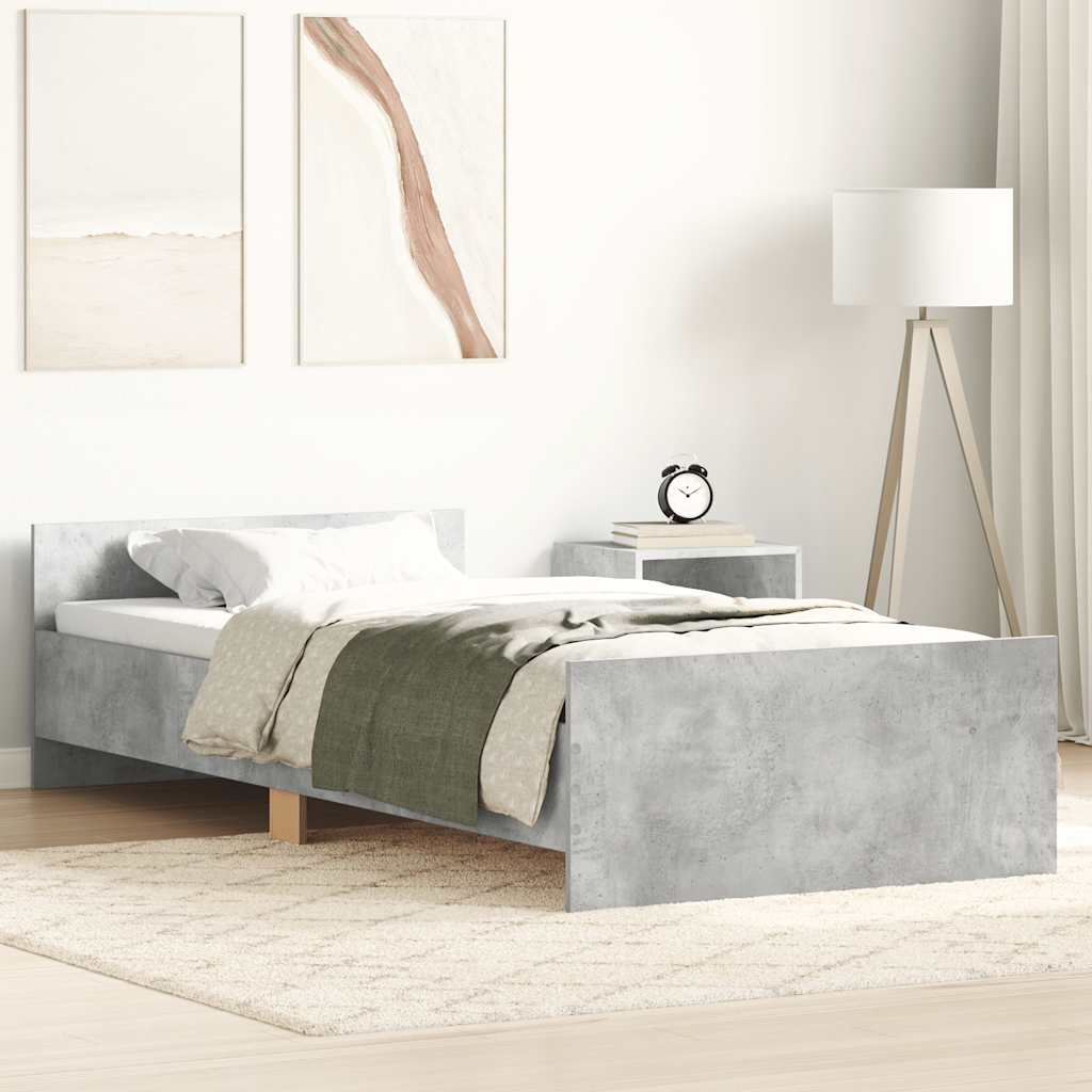 Sengeramme Betonggrå 100X200 Cm Konstruert Tre