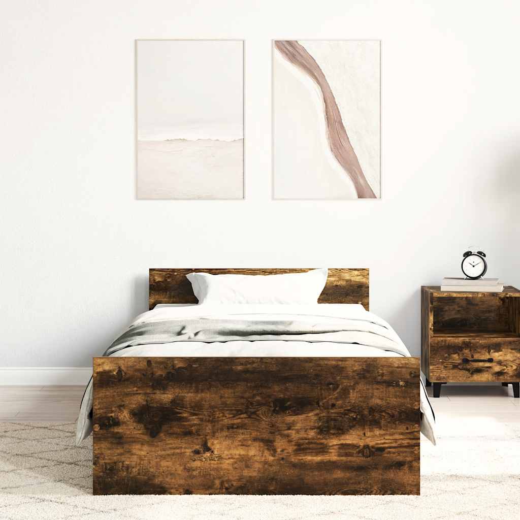 Sengeramme Uten Madrass Røkt Eik 100X200 Cm Konstruert Tre