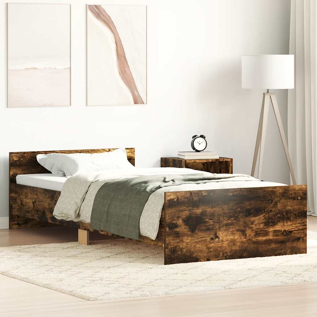 Sengeramme Uten Madrass Røkt Eik 100X200 Cm Konstruert Tre