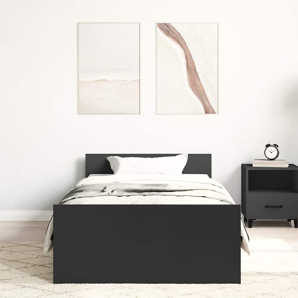 Sengeramme Svart 90X190 Cm Konstruert Tre