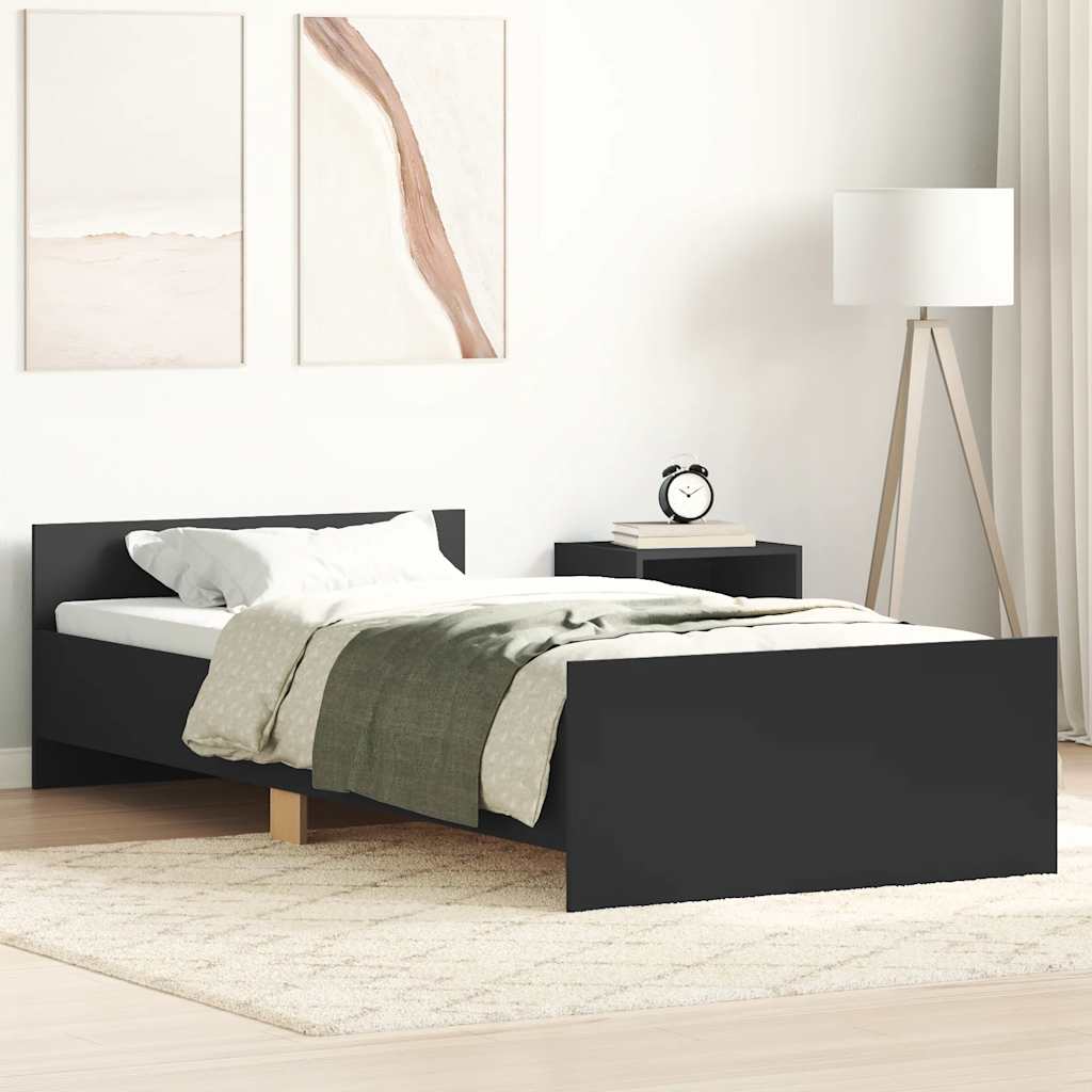 Sengeramme Svart 90X190 Cm Konstruert Tre