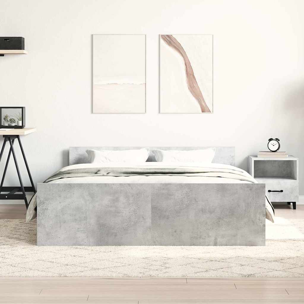 Sengeramme Med Hode- Og Fotgavl Betonggrå 120X200 Cm