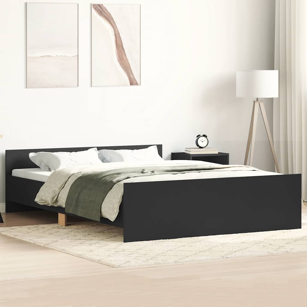Sengeramme Med Hode- Og Fotgavl Svart 140X200 Cm