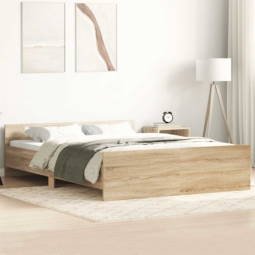 Sengeramme Med Hode- Og Fotgavl Sonoma Eik 150X200 Cm
