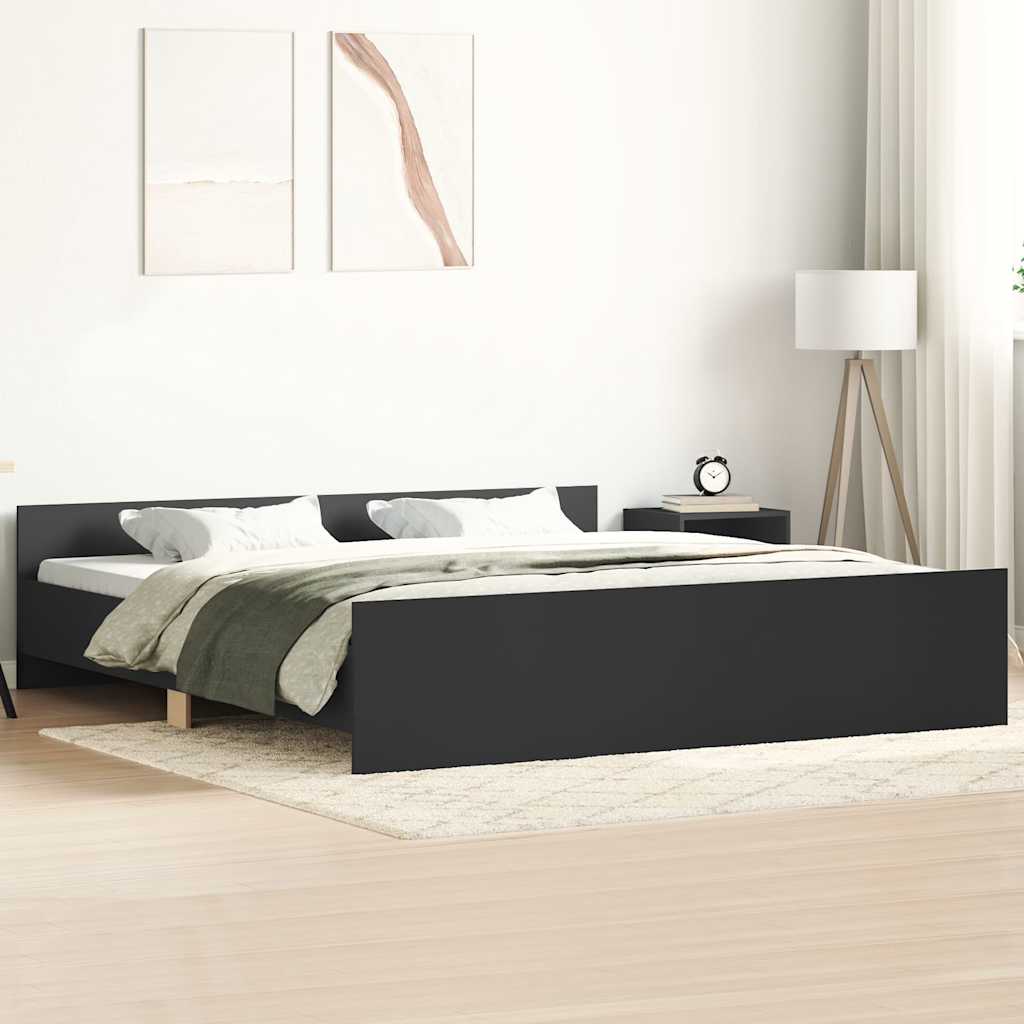 Sengeramme Med Hode- Og Fotgavl Svart 160X200 Cm
