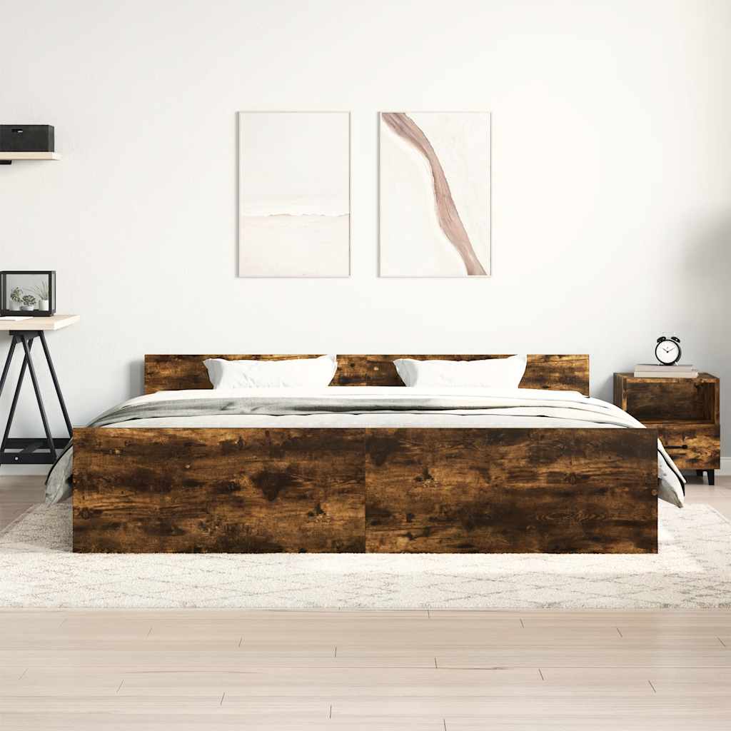 Sengeramme Med Hode- Og Fotgavl Røkt Eik 160X200 Cm