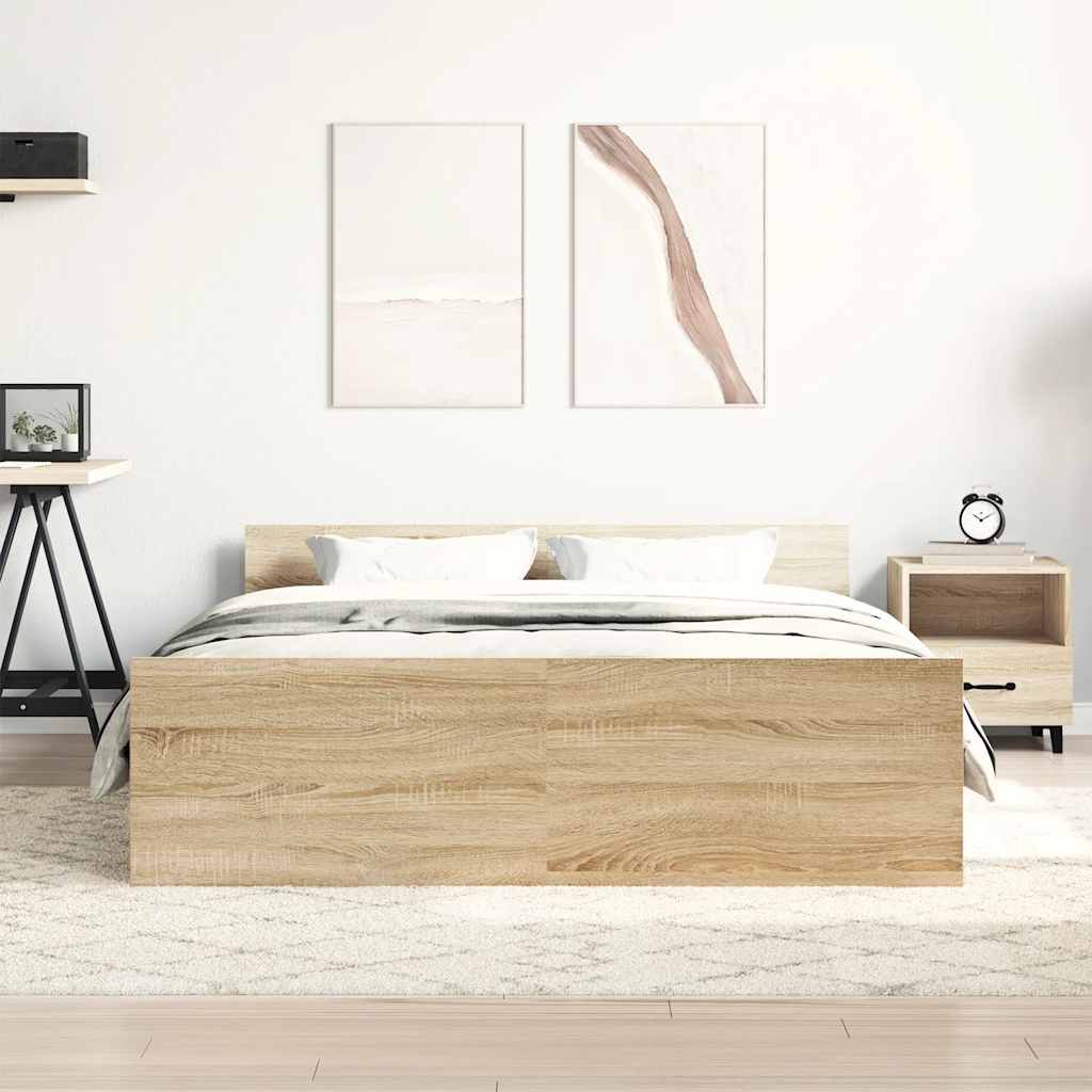 Sengeramme Med Hode- Og Fotgavl Betonggrå 120X190 Cm