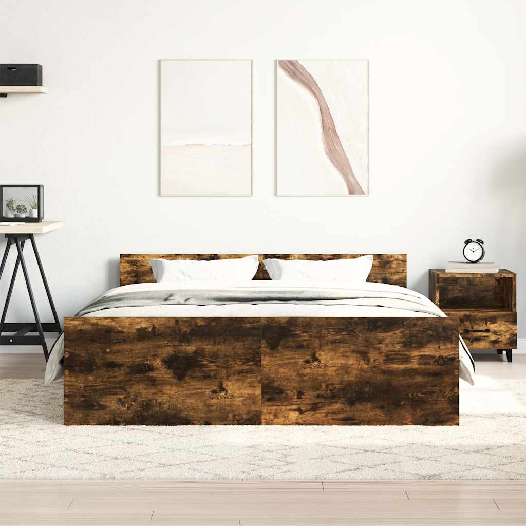Sengeramme Med Hode- Og Fotgavl Røkt Eik 120X190 Cm