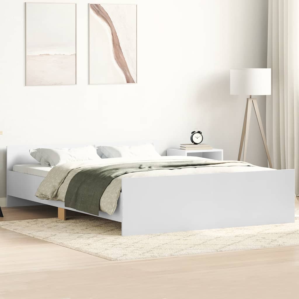 Sengeramme Med Hode- Og Fotgavl Hvit 140X190 Cm