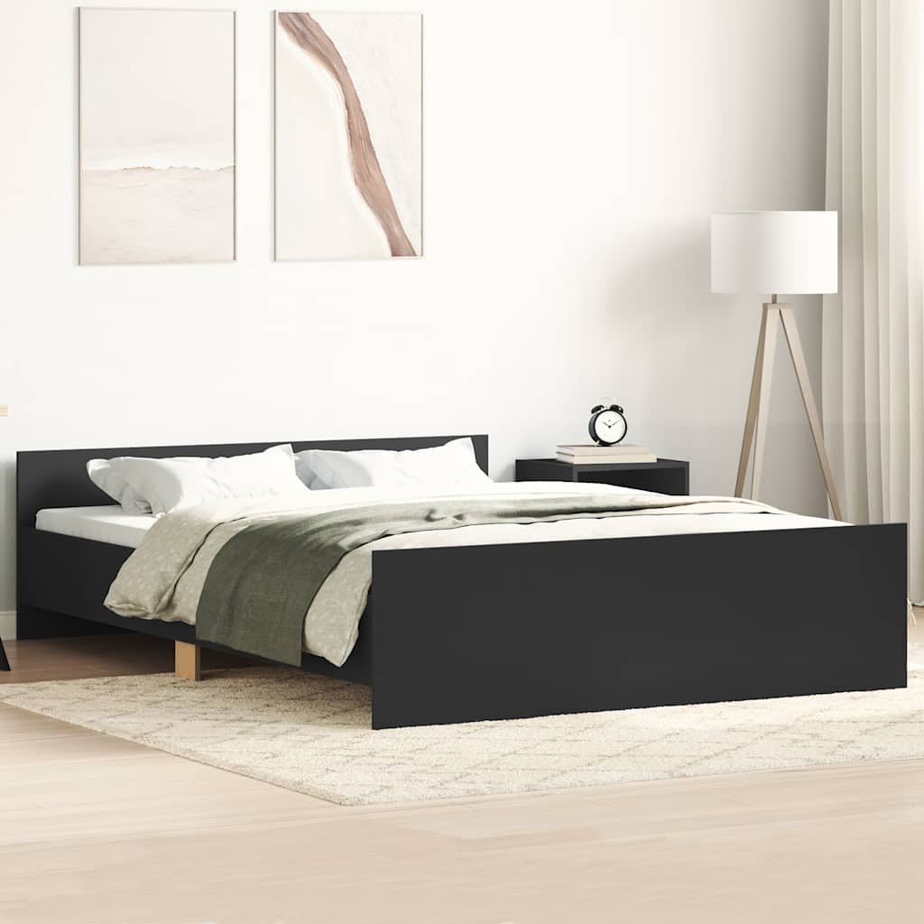 Sengeramme Med Hode- Og Fotgavl Svart 140X190 Cm