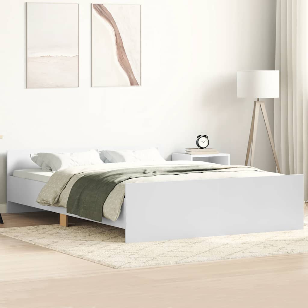 Sengeramme Med Hode- Og Fotgavl Hvit 135X190 Cm