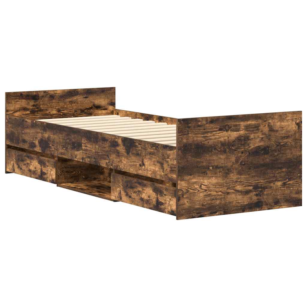 Sengeramme Med Hode- Og Fotgavl Røkt Eik 100X200 Cm