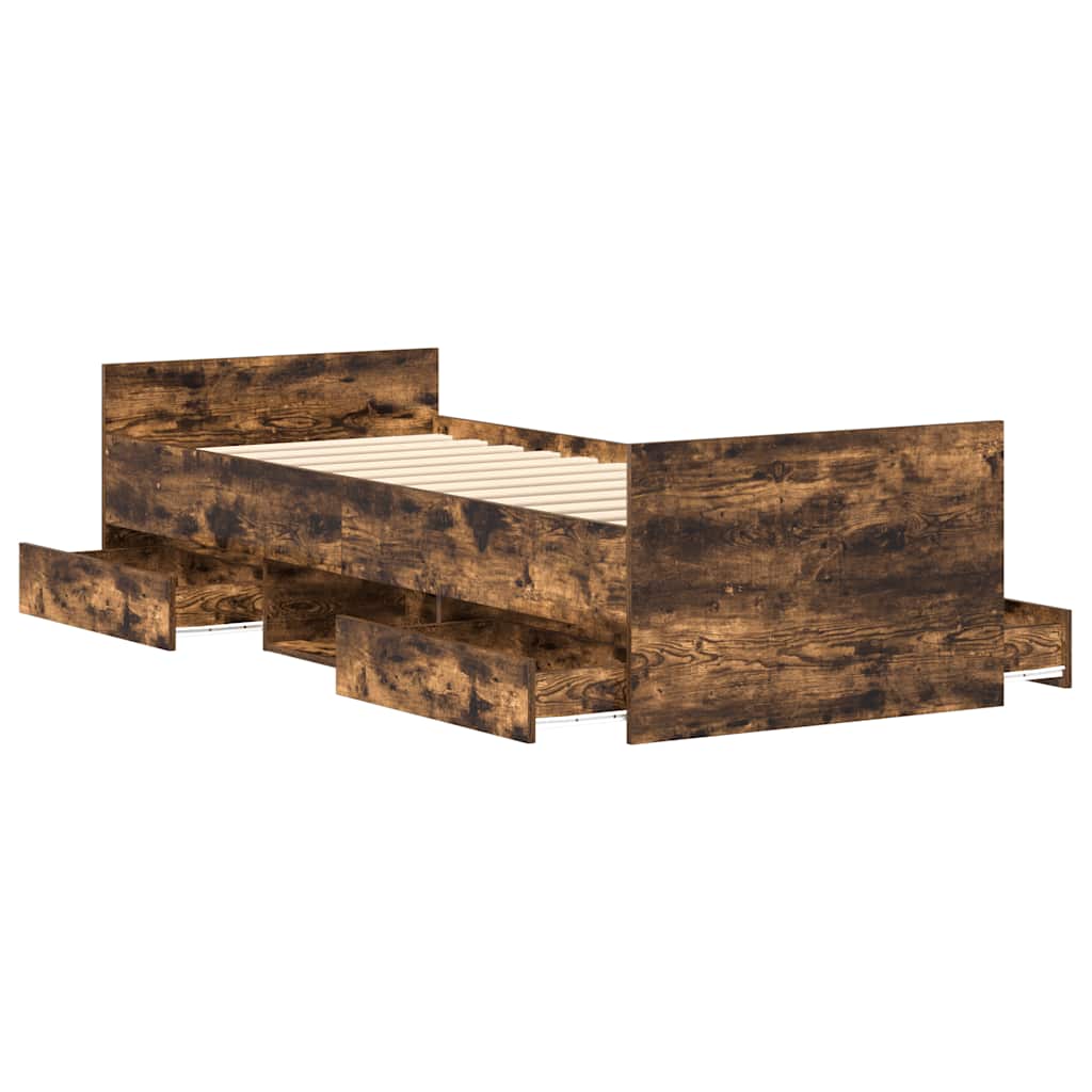 Sengeramme Med Hode- Og Fotgavl Røkt Eik 100X200 Cm
