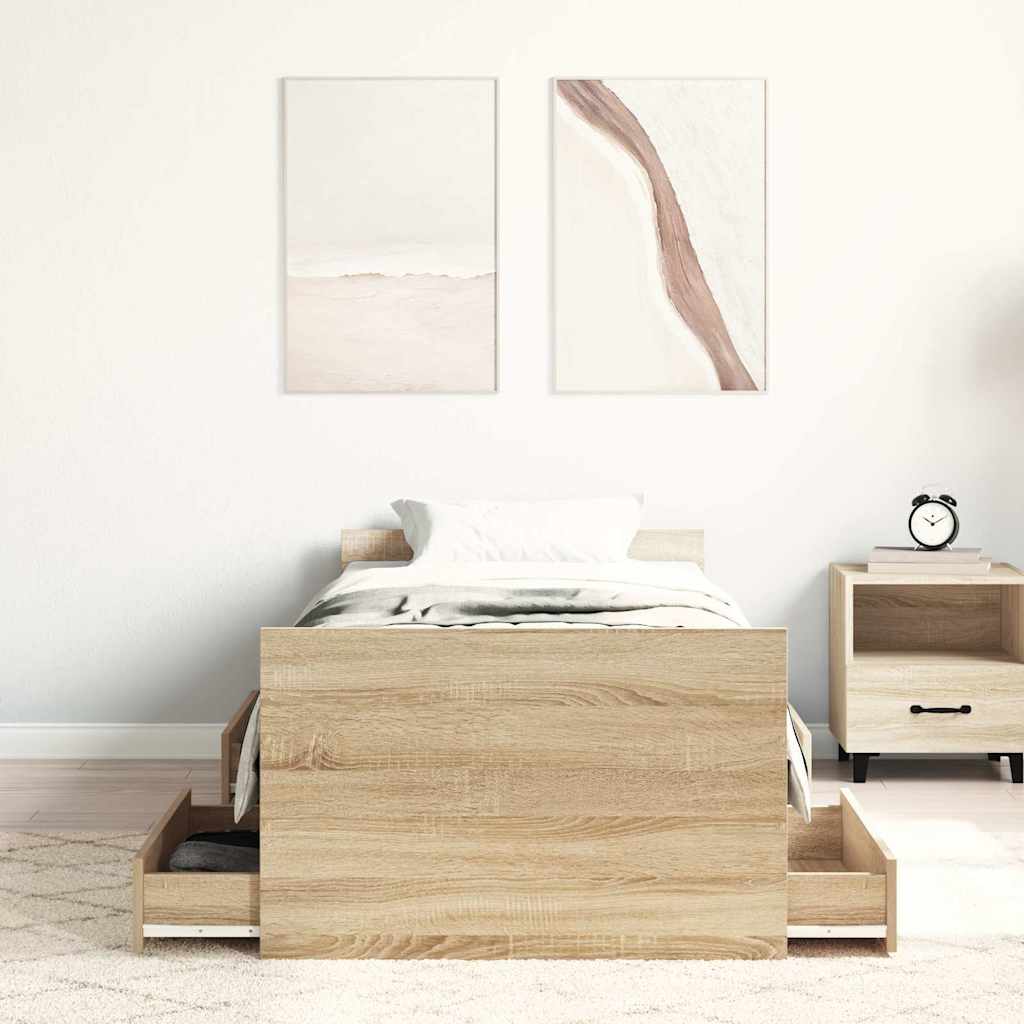 Sengeramme Med Hode- Og Fotgavl Sonoma Eik 90X200 Cm