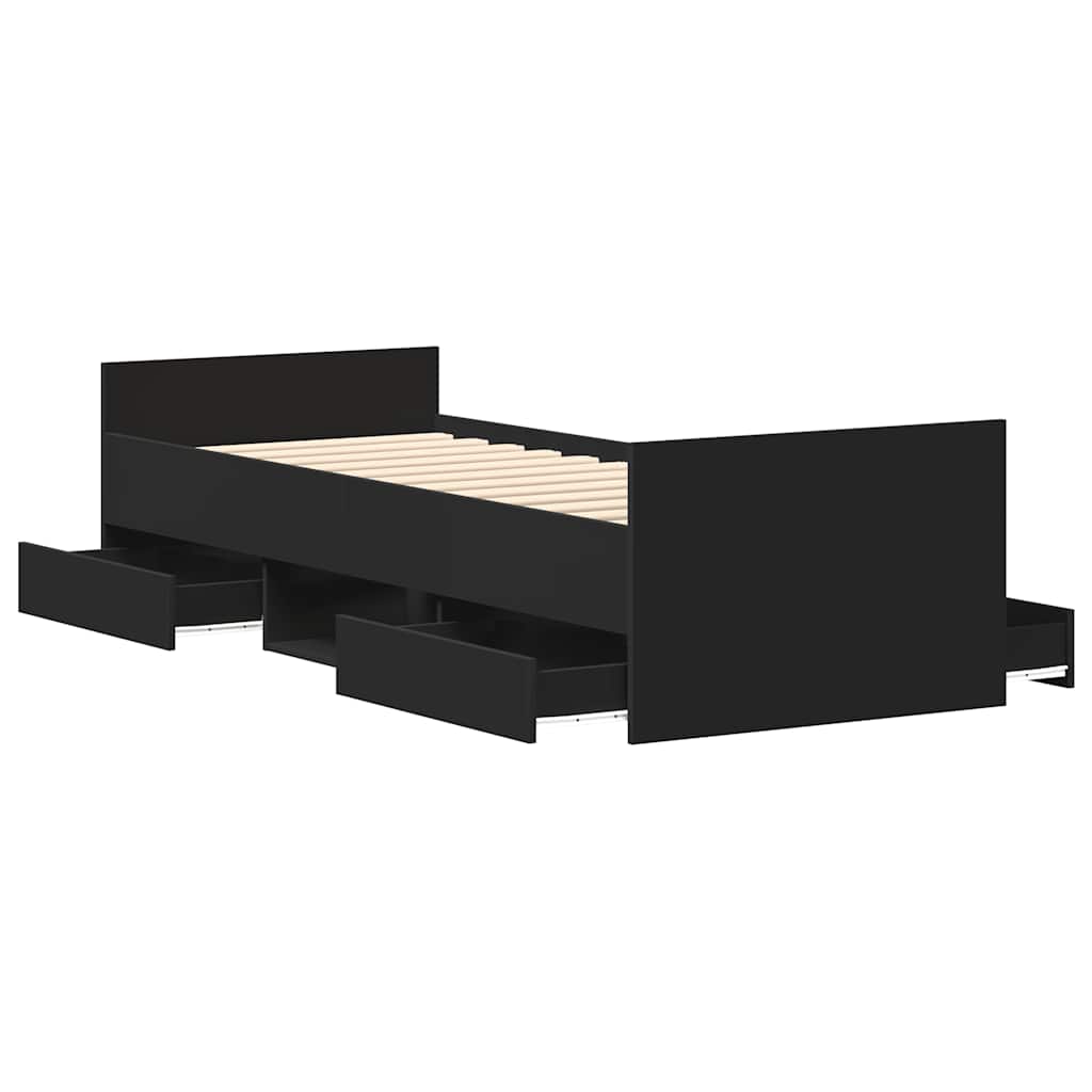 Sengeramme Med Hode- Og Fotgavl Svart 90X190 Cm