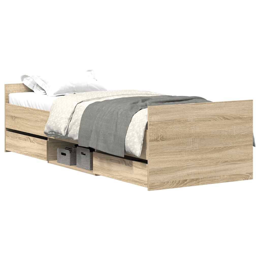 Sengeramme Med Hode- Og Fotgavl Sonoma Eik 90X190 Cm