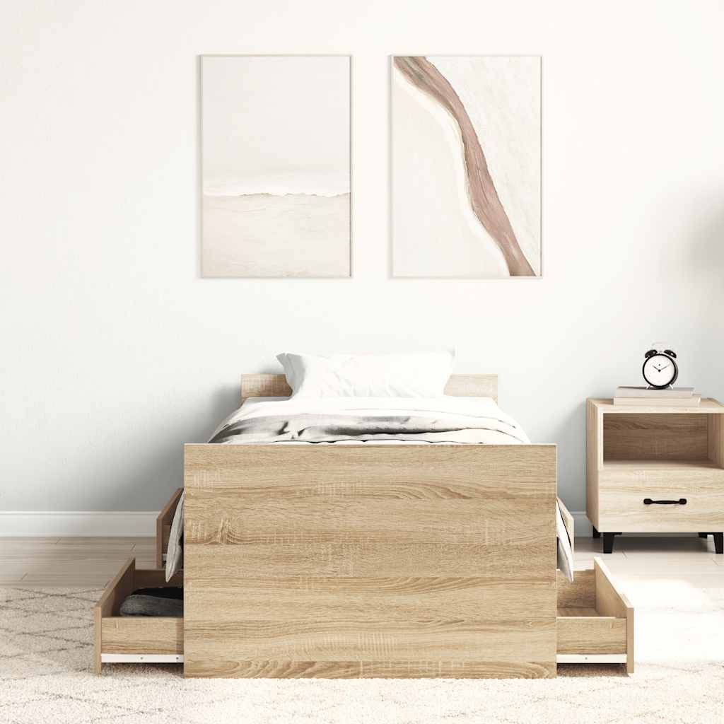 Sengeramme Med Hode- Og Fotgavl Sonoma Eik 90X190 Cm