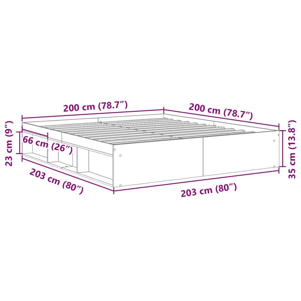 Sengeramme Hvit 200X200 Cm