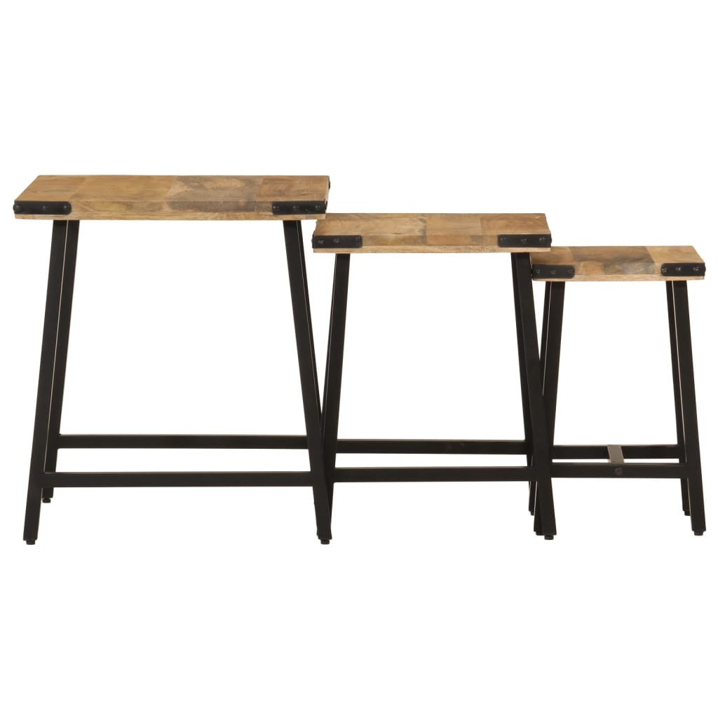 Stablebare Salongbord 3 Stk Heltre Mango Og Jern