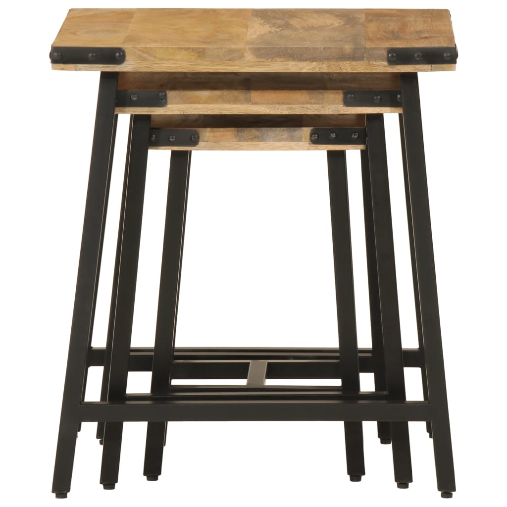 Stablebare Salongbord 3 Stk Heltre Mango Og Jern