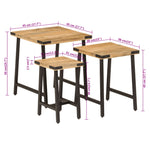 Stablebare Salongbord 3 Stk Heltre Mango Og Jern
