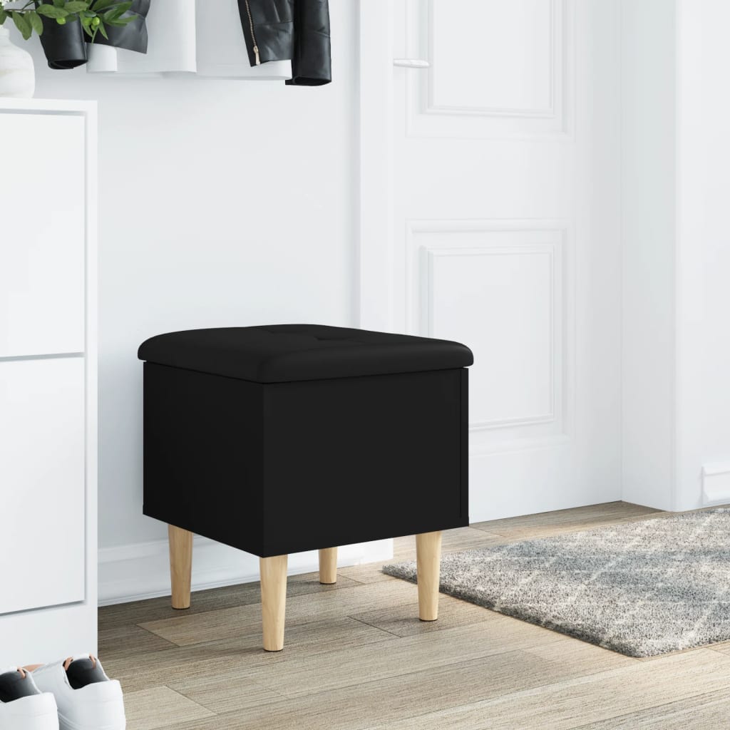 Oppbevaringsbenk Svart 42X42X46 Cm Konstruert Tre