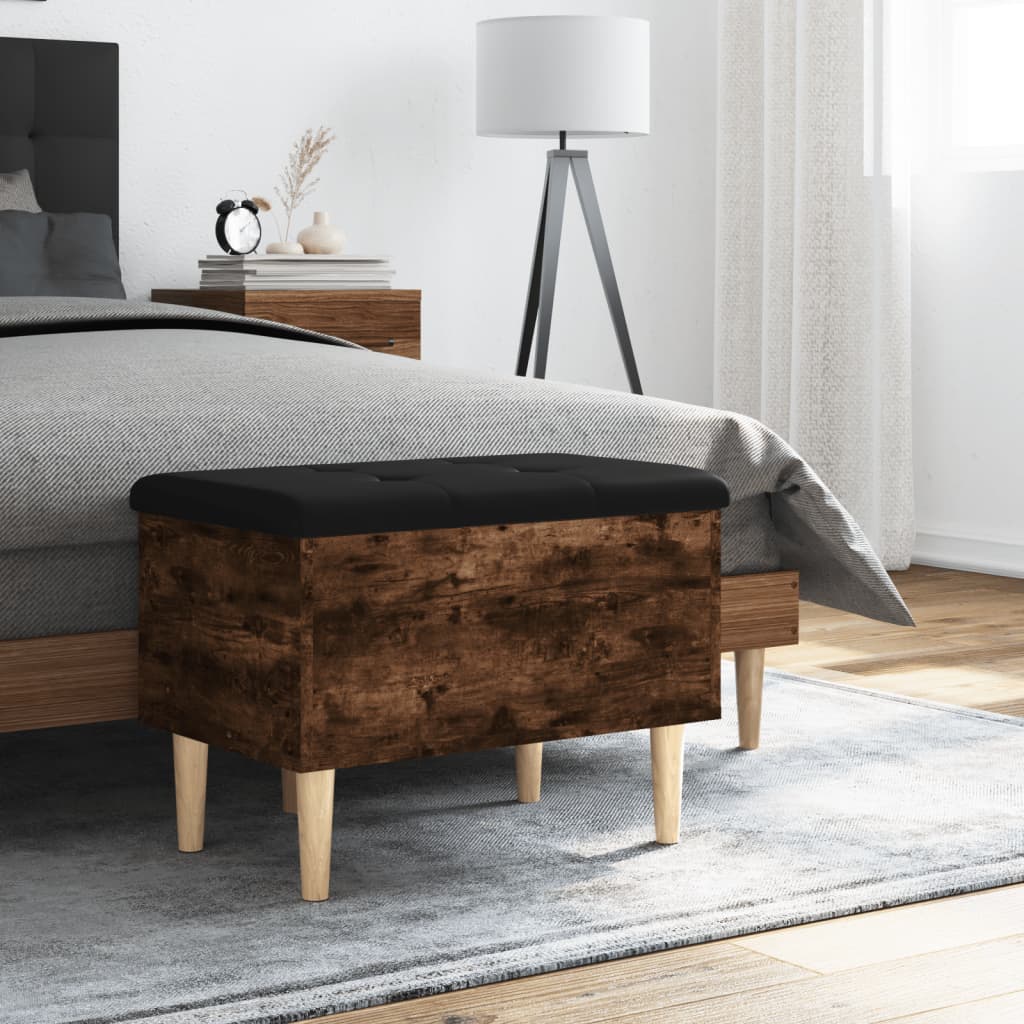 Oppbevaringsbenk Røkt Eik 62X42X46 Cm Konstruert Tre