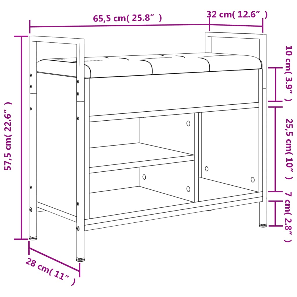 Skobenk Røkt Eik 65,5X32X57,5 Cm Konstruert Tre