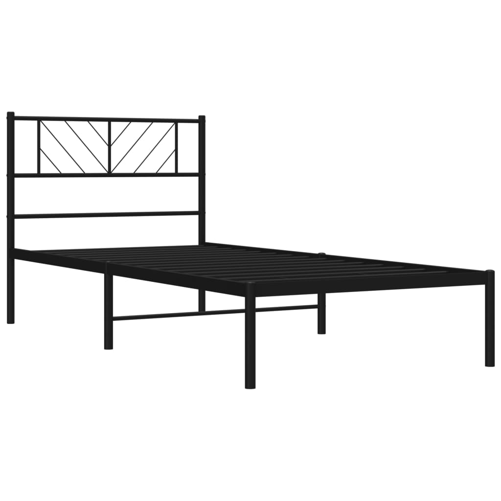 Sengeramme I Metall Med Hodegavl Svart 80X200 Cm