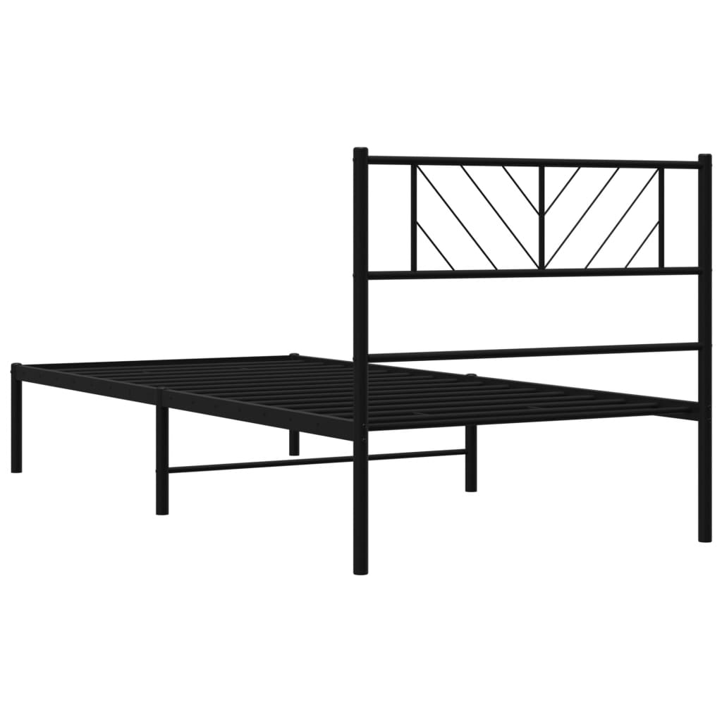 Sengeramme I Metall Med Hodegavl Svart 80X200 Cm