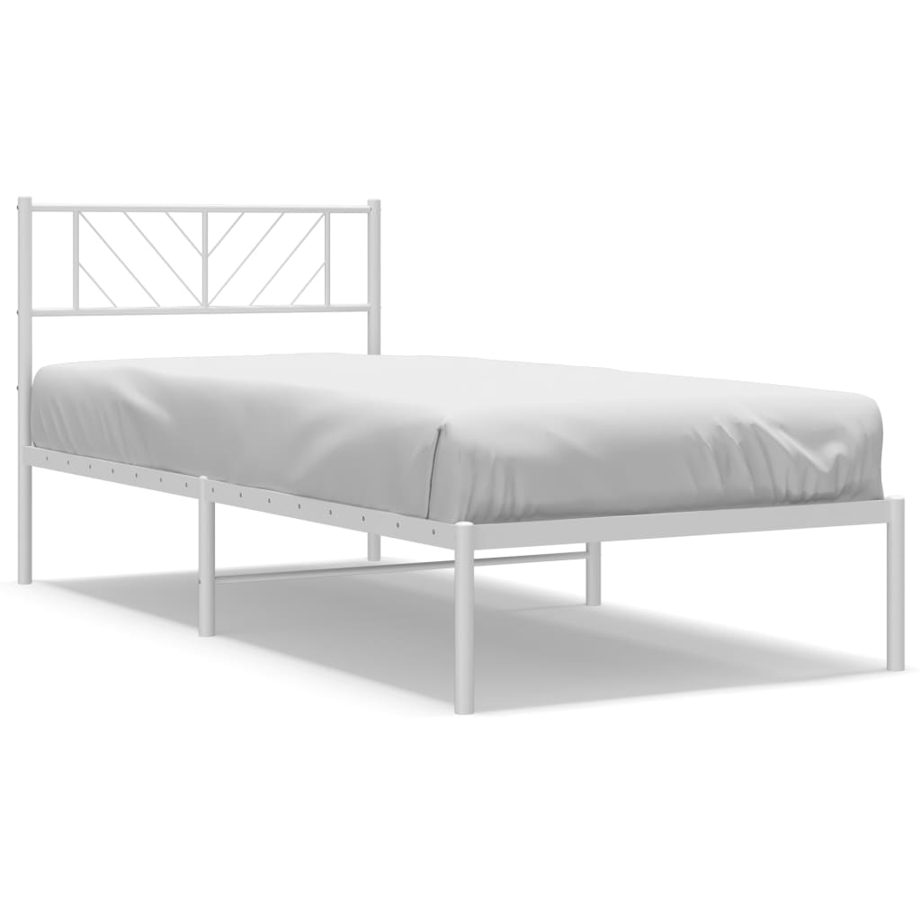 Sengeramme I Metall Med Hodegavl Hvit 90X200 Cm