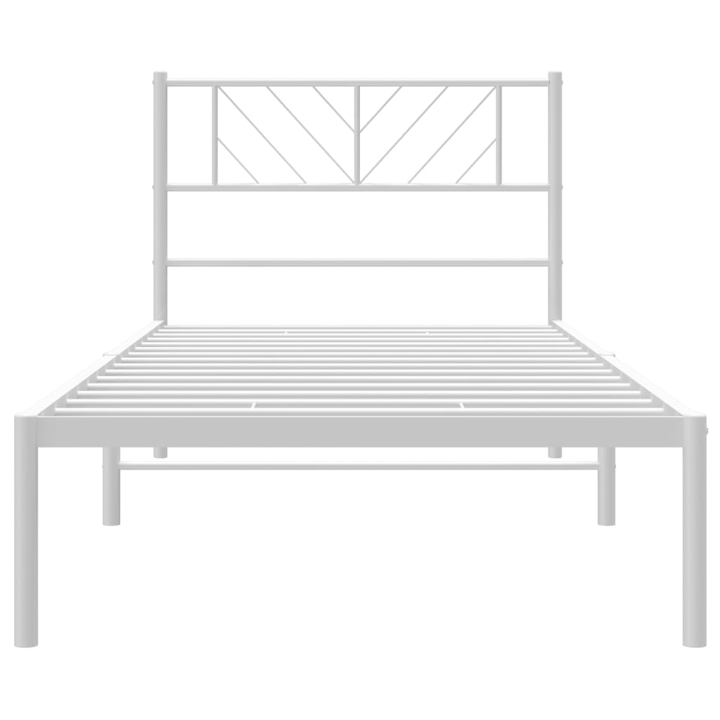 Sengeramme I Metall Med Hodegavl Hvit 90X200 Cm