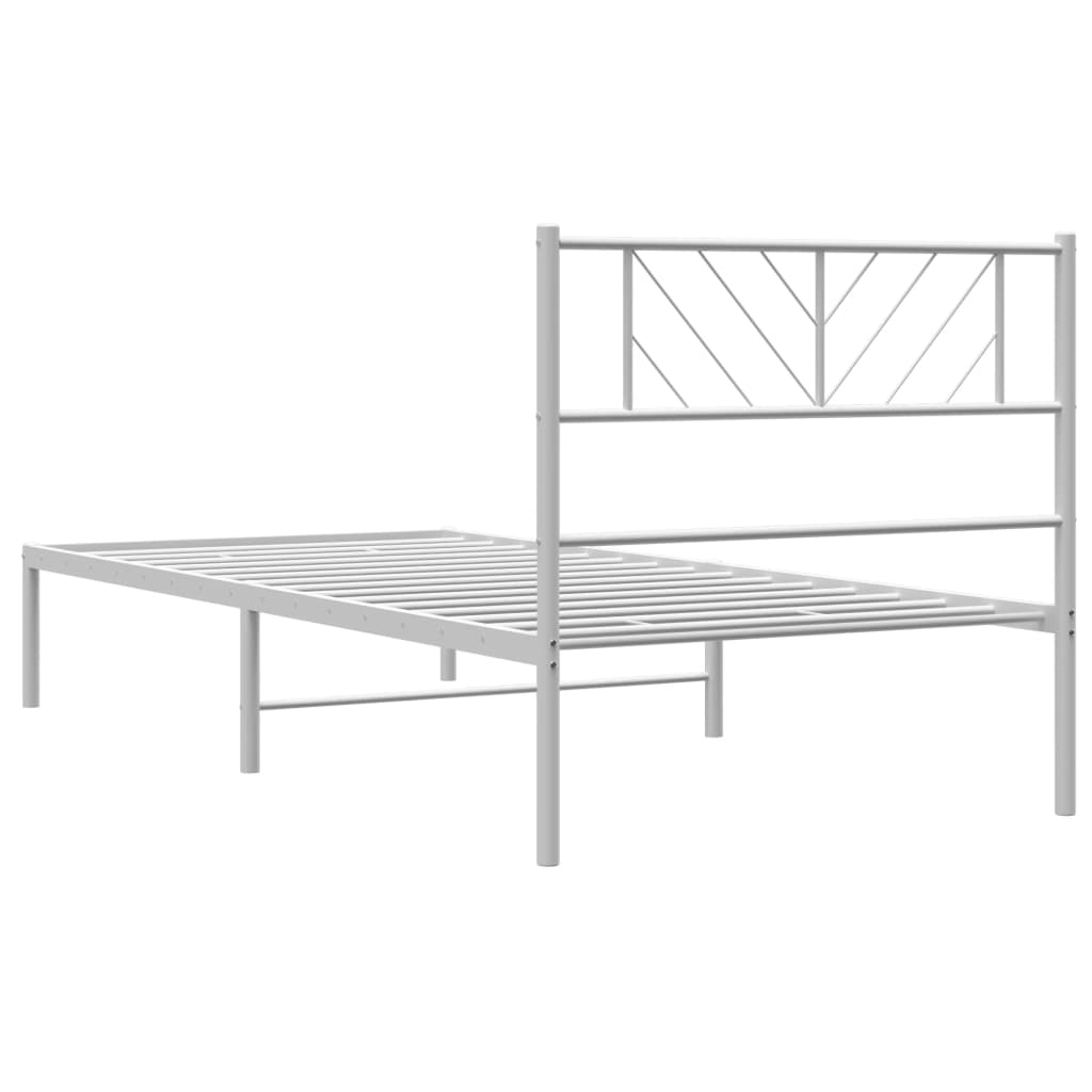 Sengeramme I Metall Med Hodegavl Hvit 90X200 Cm