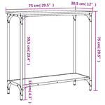 Konsollbord Brun Eik 75X30,5X75 Cm Konstruert Tre