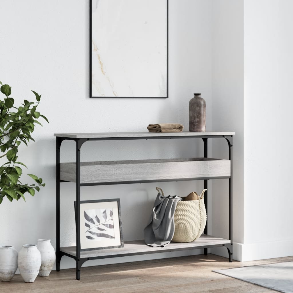 Konsollbord Med Hylle Grå Sonoma 100X29X75 Cm Konstruert Tre