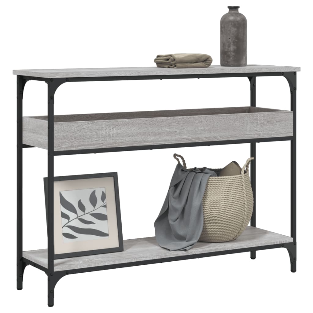 Konsollbord Med Hylle Grå Sonoma 100X29X75 Cm Konstruert Tre