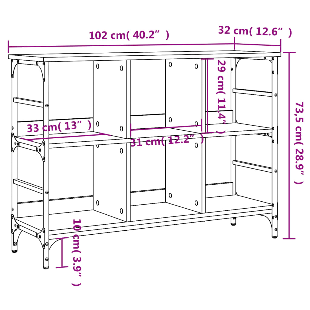 Skjenk Svart Eik 102X32X73,5 Cm Konstruert Tre