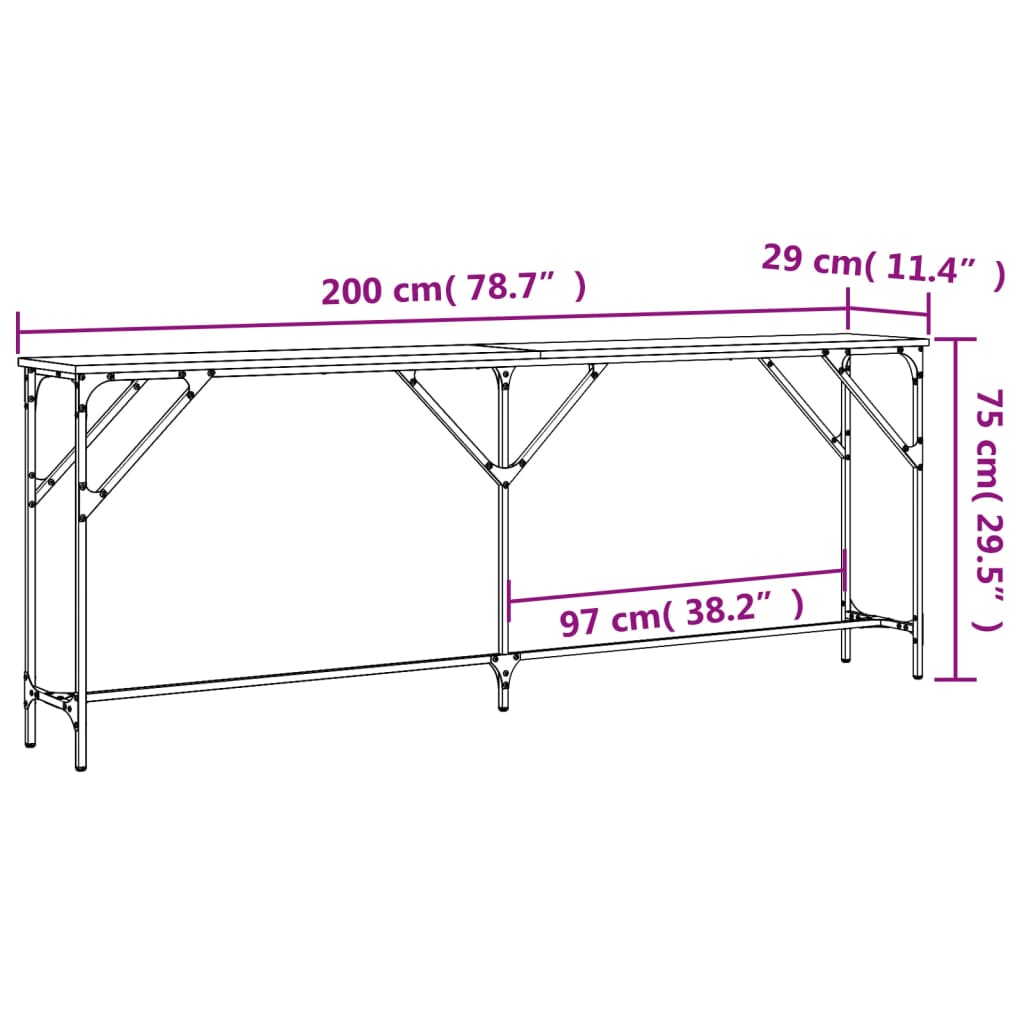 Konsollbord Sonoma Eik 200X29X75 Cm Konstruert Tre