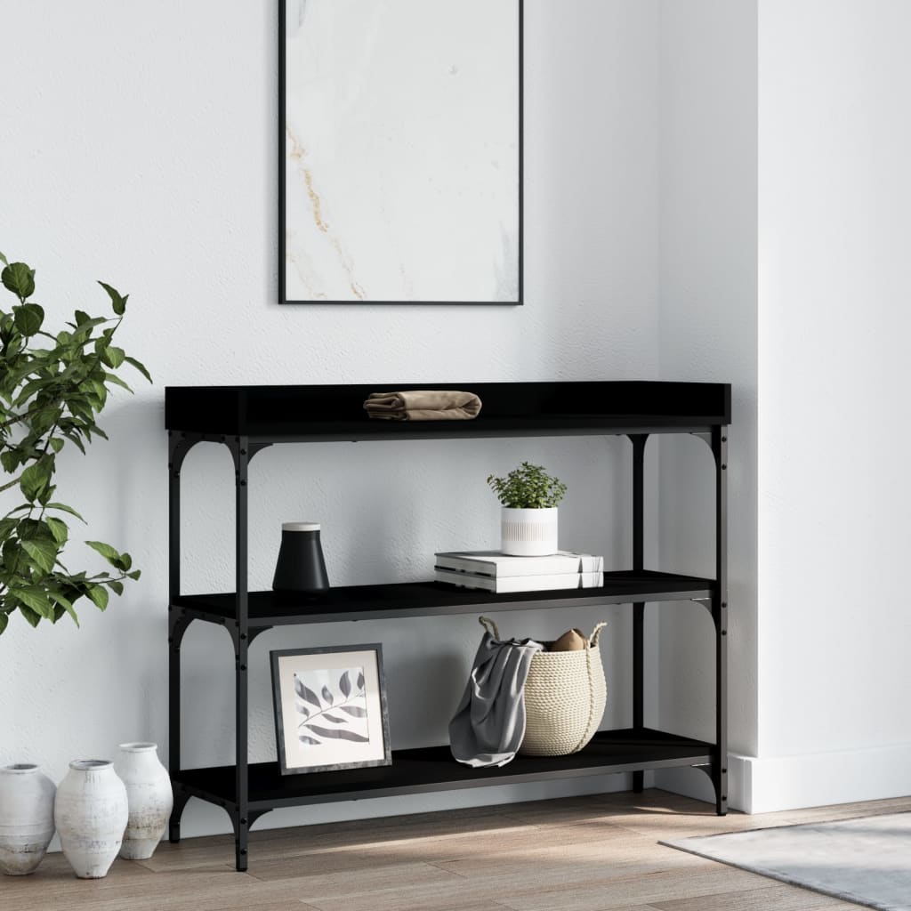 Konsollbord Med Hyller Svart 100X30X80 Cm