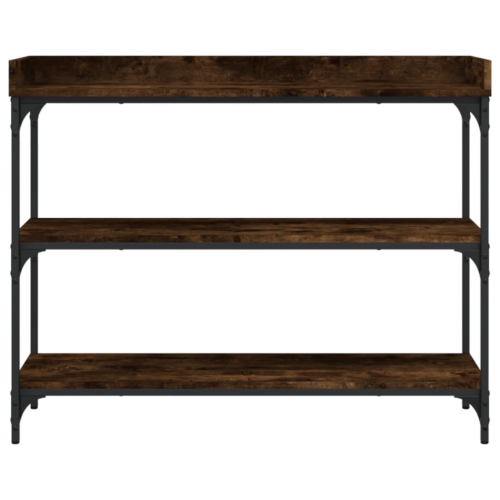 Konsollbord Med Hyller Røkt Eik 100X30X80 Cm