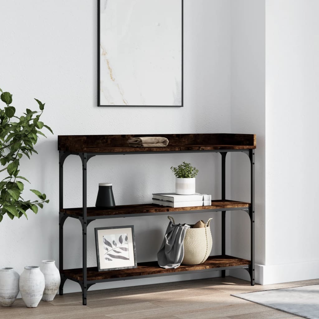 Konsollbord Med Hyller Røkt Eik 100X30X80 Cm